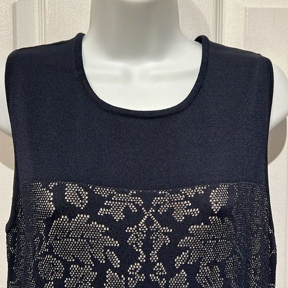 Anne Klein Navy Blue Sleeveless Sheath Midi Dress Size L - Picture 2 of 13